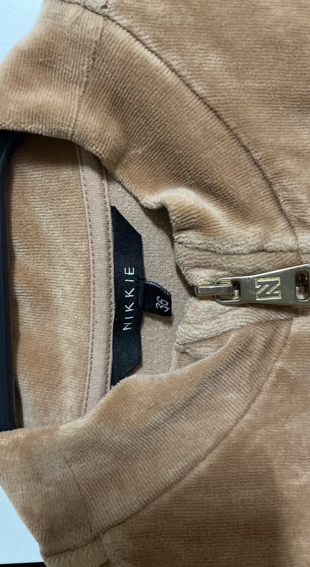 Bej Kadın Süet Fermuarlı Ceket - Görsel 2