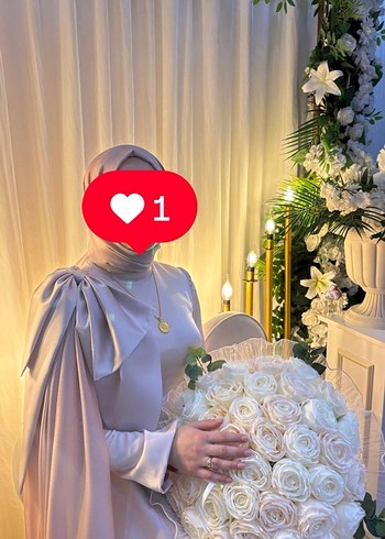 Uzun Bej Drapeli Kadın Abiye - Görsel 4