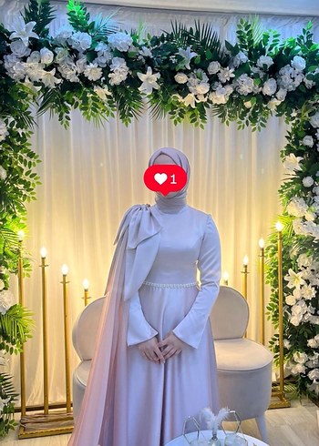 Uzun Bej Drapeli Kadın Abiye - Görsel 2