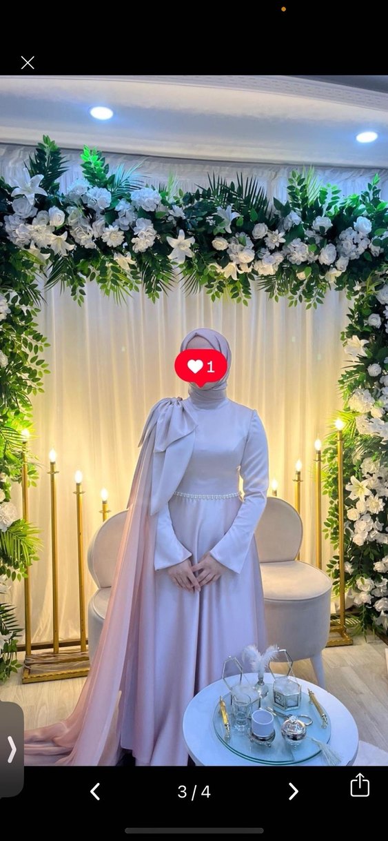 Uzun Bej Drapeli Kadın Abiye - Görsel 2