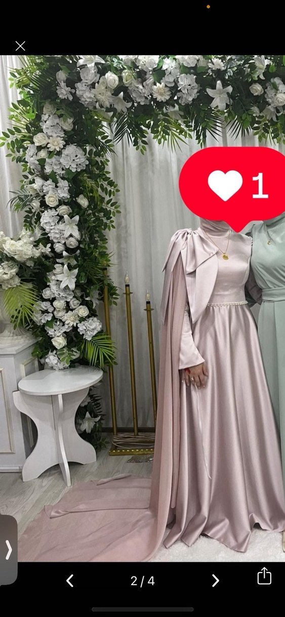 Uzun Bej Drapeli Kadın Abiye - Görsel 3