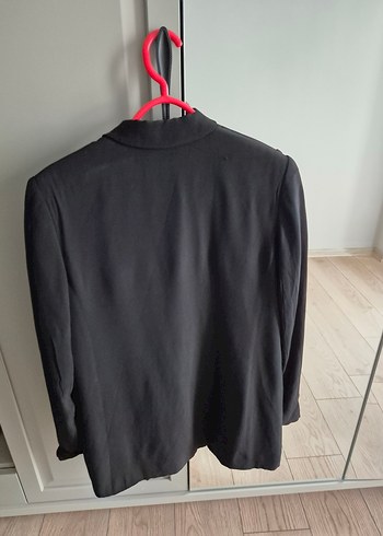 Perspective Drapeli Siyah Mini Kadın Blazer