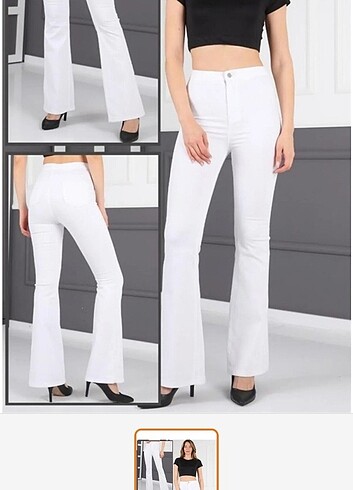 İspanyol paça beyaz kot pantolon 