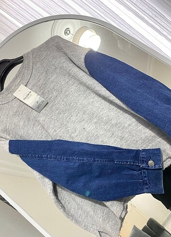 m Beden Kolları kot Sweatshirt 