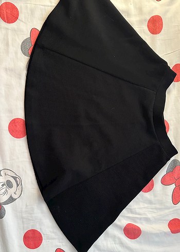 Siyah Pilili Midi Kadın Etek