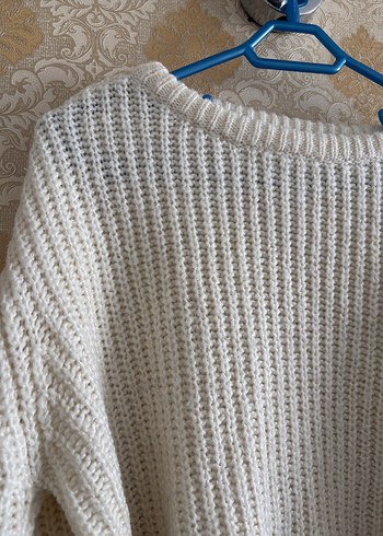 Beyaz Örgü Kadın Kazak - Görsel 2