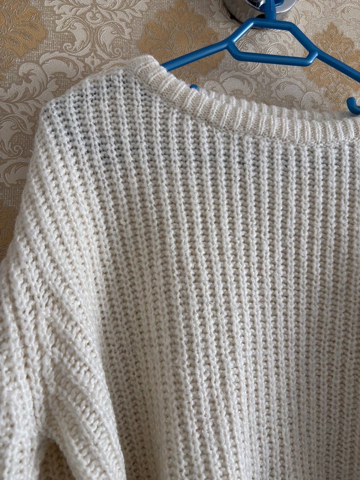 Beyaz Örgü Kadın Kazak - Görsel 2