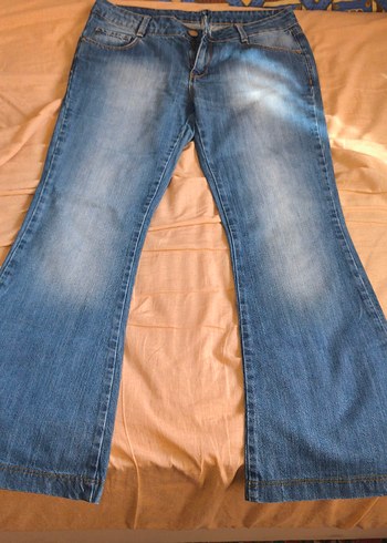 Bol Kesim Kadın Midi Boy Denim Pantolon m-l düşük-normal bel