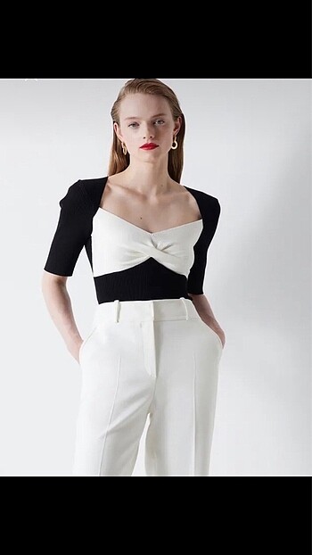 İpekyol colorblock burgulu triko kazak