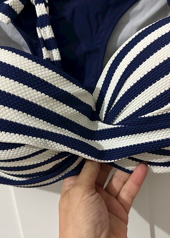 Çizgili Mavi Kadın Bikini takım - Görsel 2