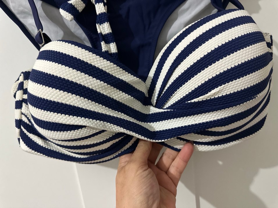 Çizgili Mavi Kadın Bikini takım - Görsel 2