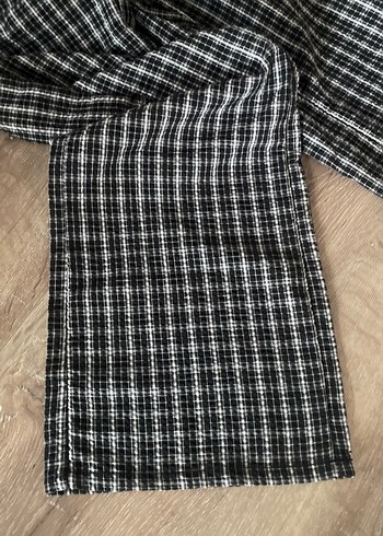 Düğmeli Gri Ekose Kadın Pantolon - Görsel 3