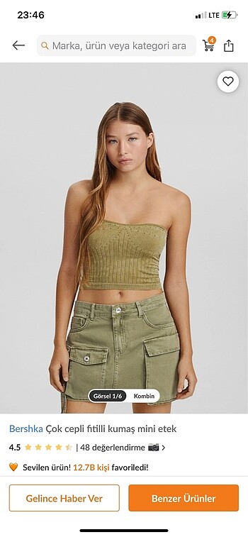 bershka kargo cepli etek