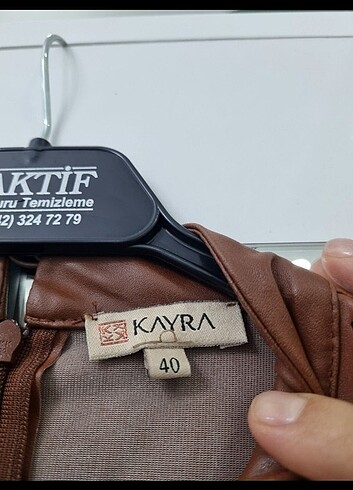 40 Beden kahverengi Renk Kayra Deri Elbise