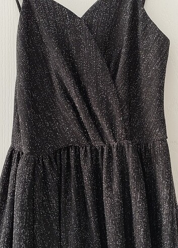 Siyah parlak elbise - Görsel 3