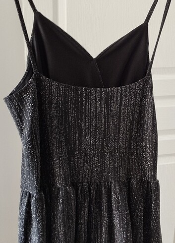 Siyah parlak elbise - Görsel 5