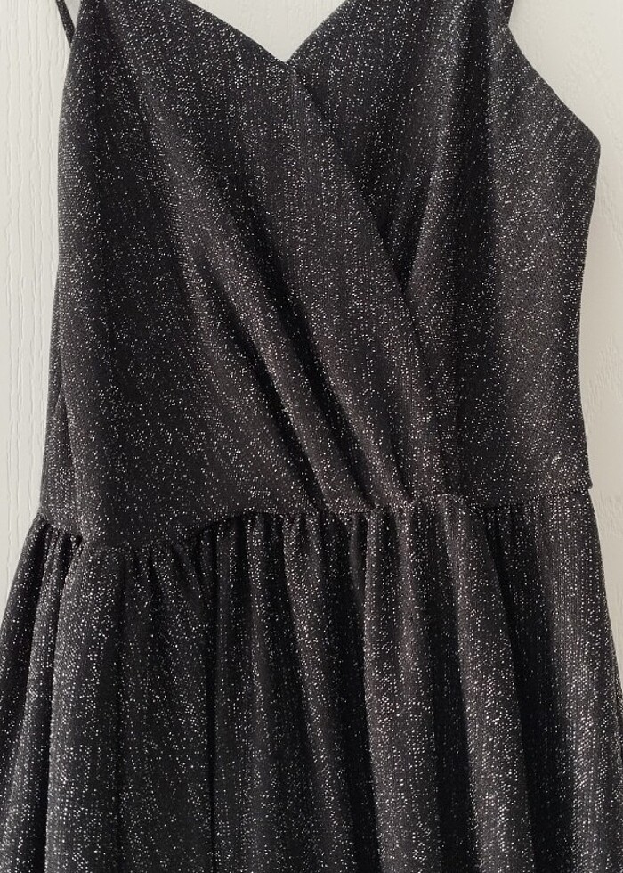 Siyah parlak elbise - Görsel 3