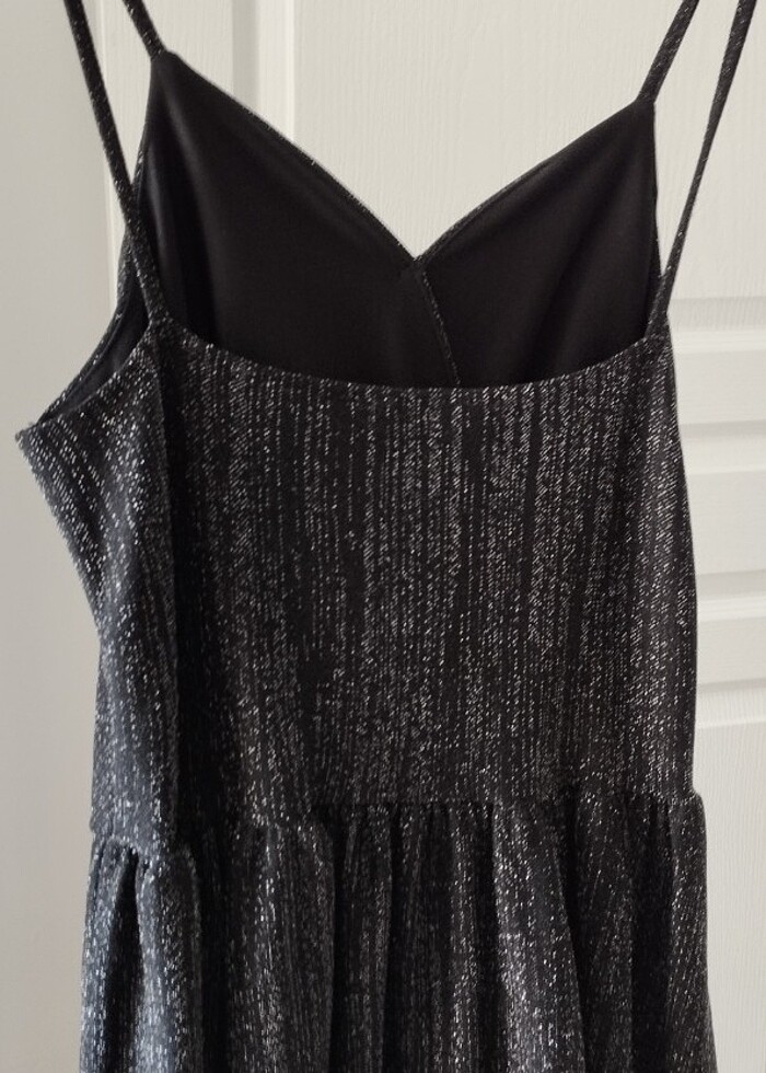 Siyah parlak elbise - Görsel 5