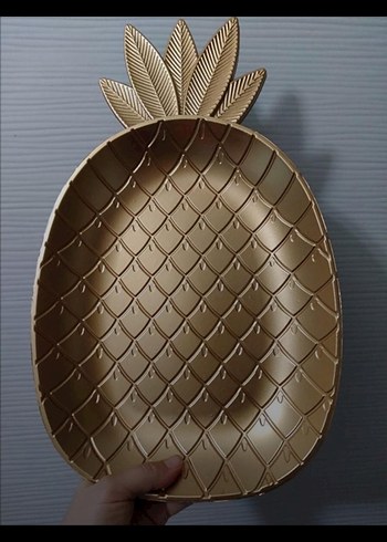Altın Renkli Parlak Ananas Tepsi - Görsel 3