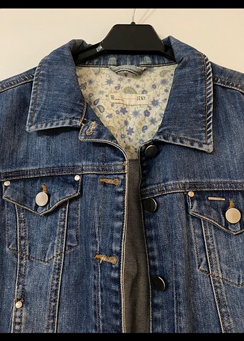 Düğmeli Kadın Kot Ceket, Mavi, Günlük - Görsel 3