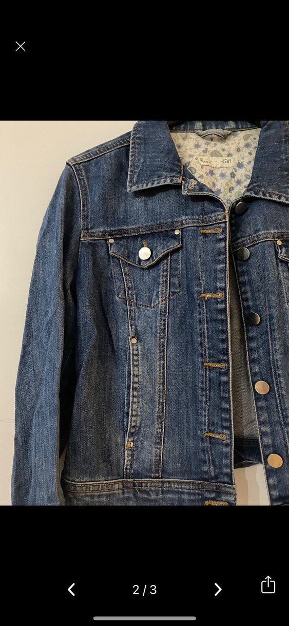 Düğmeli Kadın Kot Ceket, Mavi, Günlük - Görsel 2