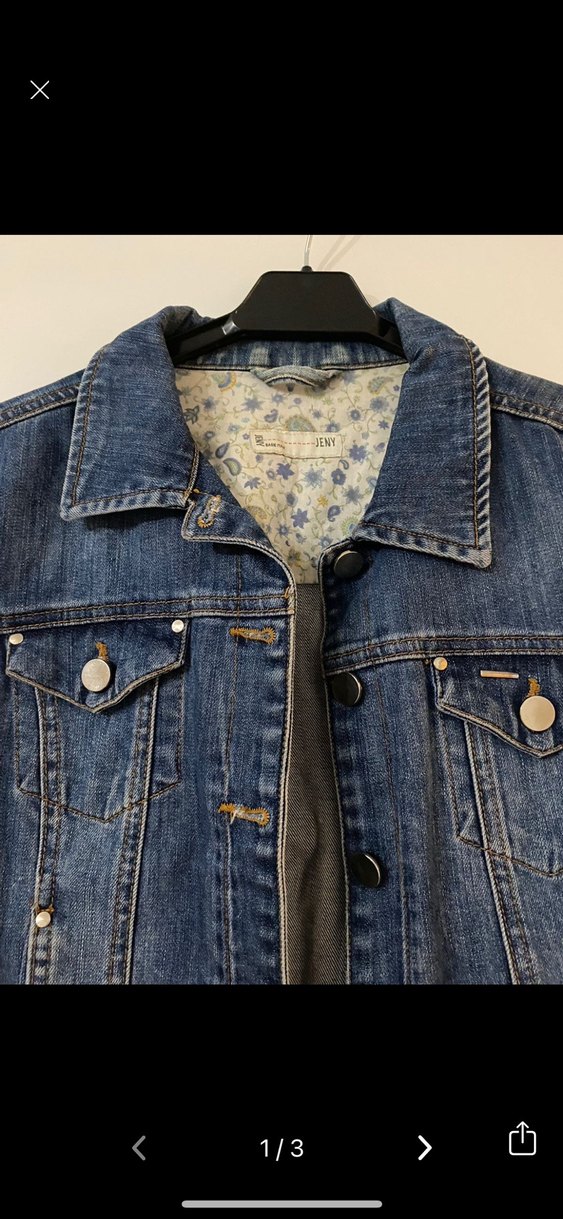 Düğmeli Kadın Kot Ceket, Mavi, Günlük - Görsel 3