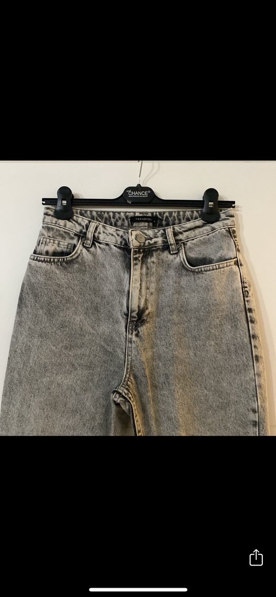 Gri Batik Desenli mom jean Kadın Kot Pantolon - Görsel 4