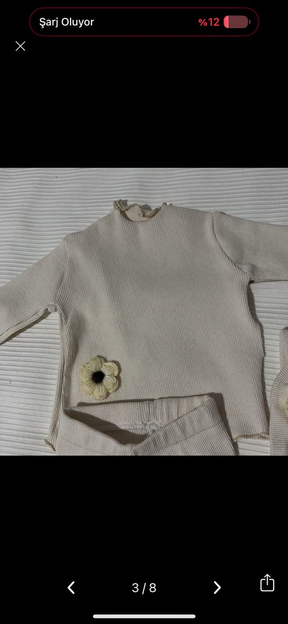 Beyaz Örgü Bebek Kız Takımı - Görsel 2