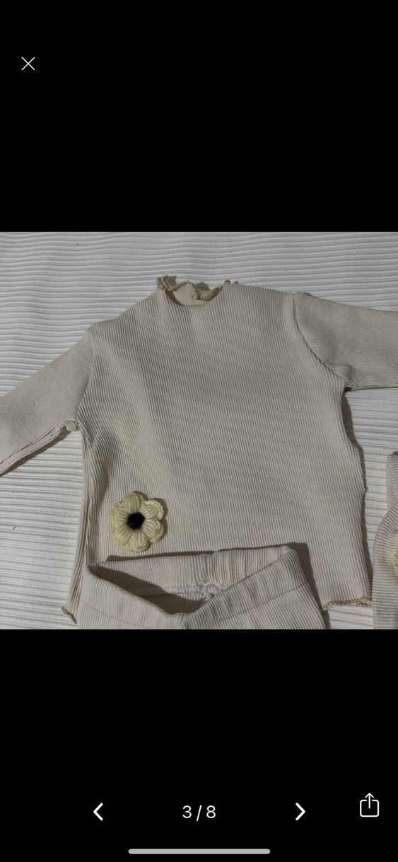 Beyaz Örgü Bebek Kız Takımı - Görsel 3