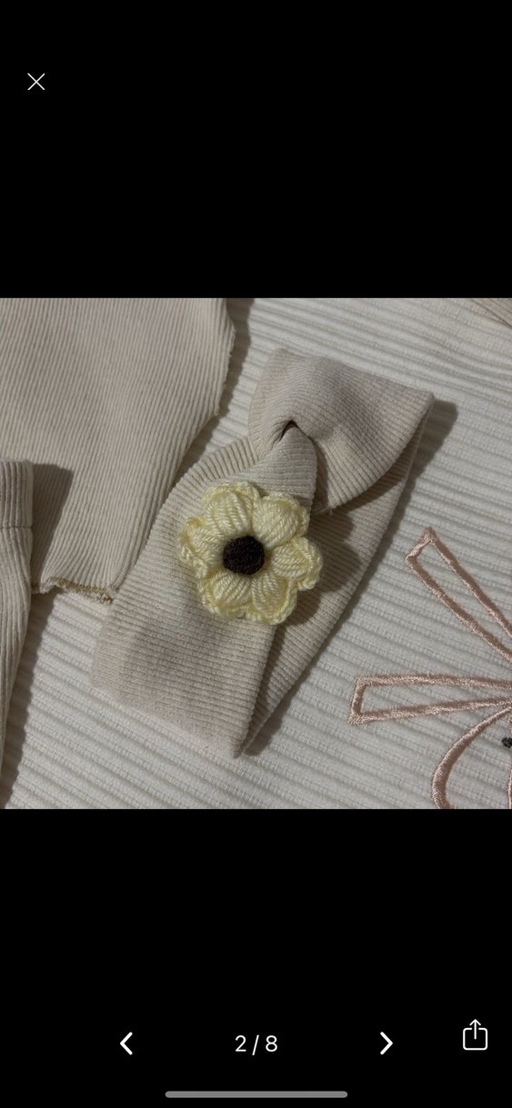 Beyaz Örgü Bebek Kız Takımı - Görsel 4