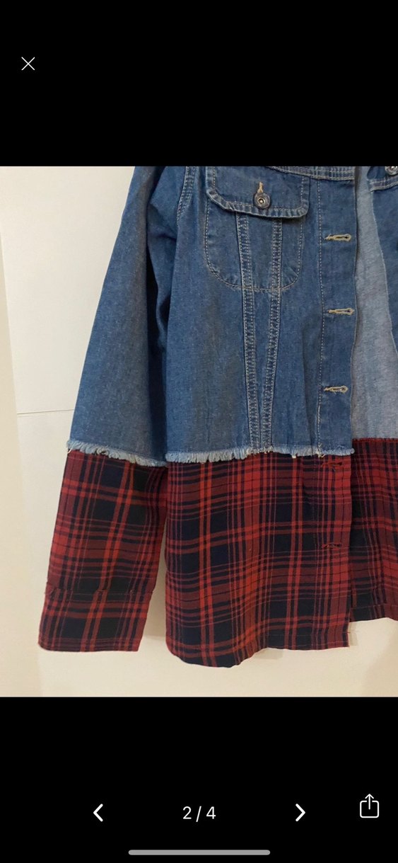 Düğmeli Mavi Kadın Kot Ceket gömlek - Görsel 3