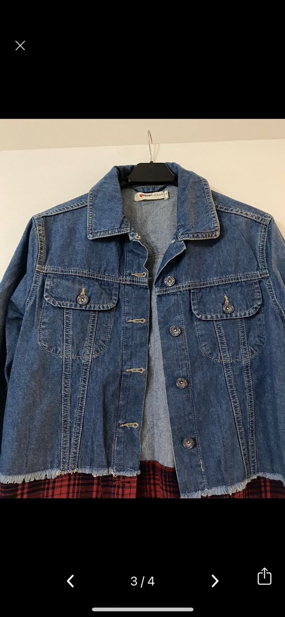 Düğmeli Mavi Kadın Kot Ceket gömlek - Görsel 2