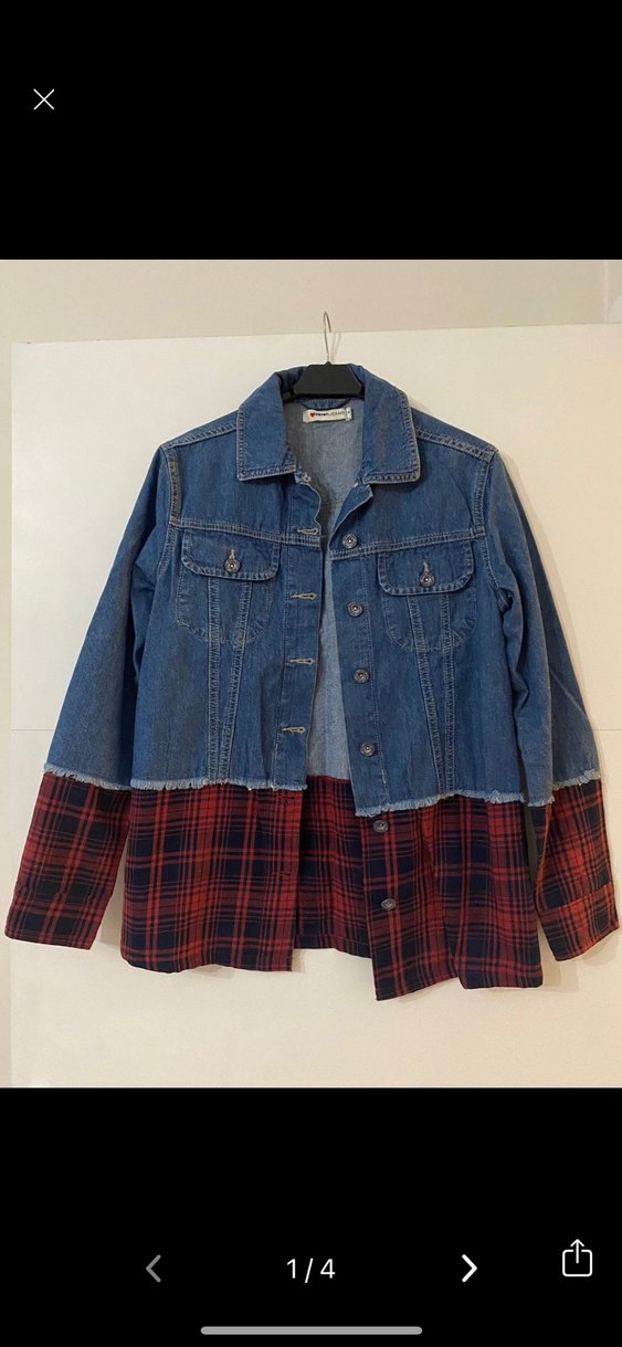 Düğmeli Mavi Kadın Kot Ceket gömlek - Görsel 4