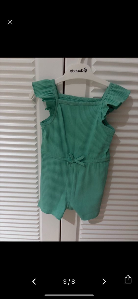 Kız Çocuk Yeşil Piliseli Askılı Tulum - Görsel 3