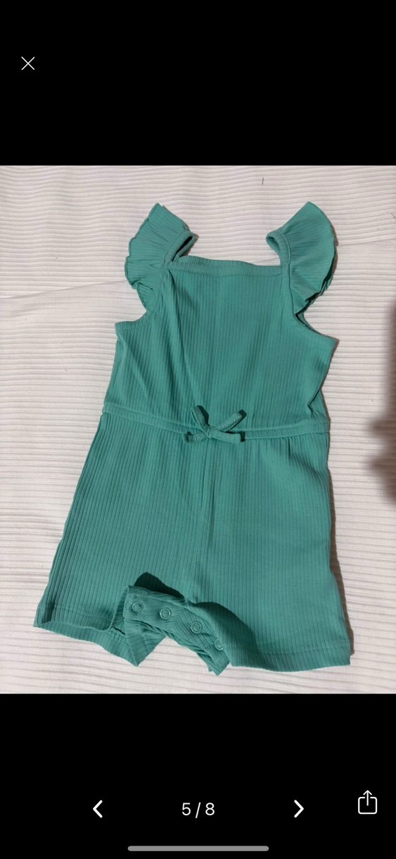 Kız Çocuk Yeşil Piliseli Askılı Tulum - Görsel 5