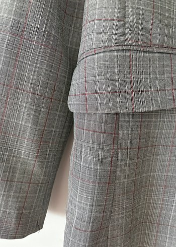 Siyah ekoseli blazer ceket - Görsel 2