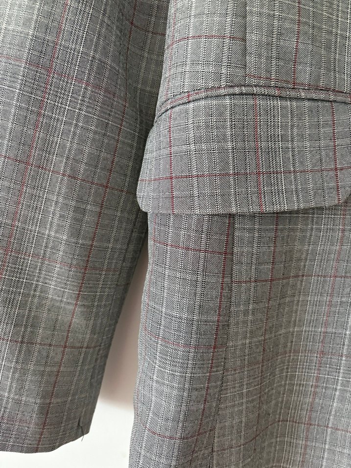 Siyah ekoseli blazer ceket - Görsel 2