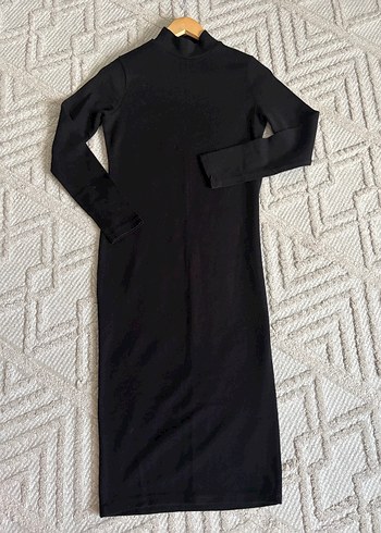 Uzun Siyah balıkçı yaka Kadın Elbise - Görsel 2