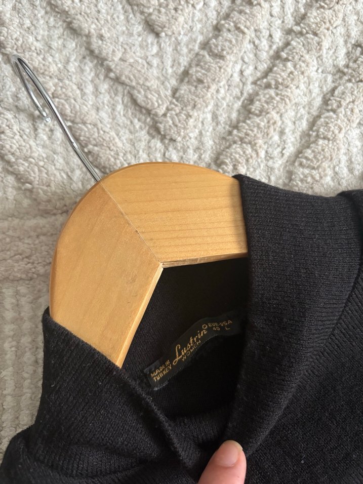 Uzun Siyah balıkçı yaka Kadın Elbise - Görsel 3