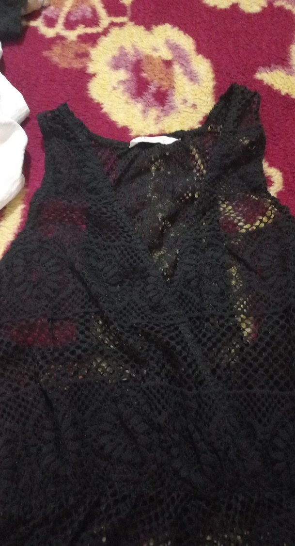 Siyah Dantel İşlemeli Kısa Tulum - Görsel 3