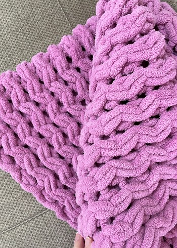 Pembe Örgü Bebek Battaniyesi - Görsel 2