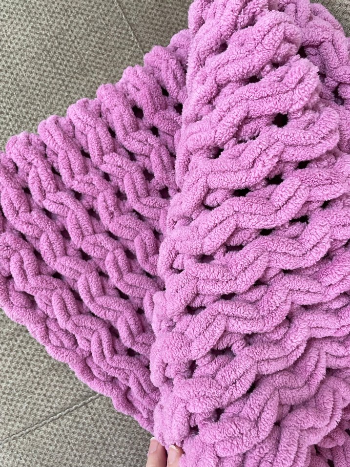 Pembe Örgü Bebek Battaniyesi - Görsel 2