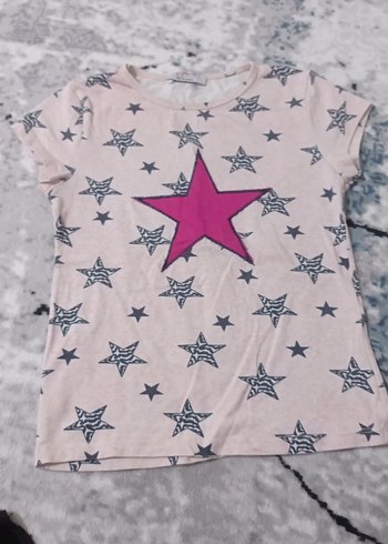 Kız Çocuk Pembe Yıldız Baskılı Tişört
