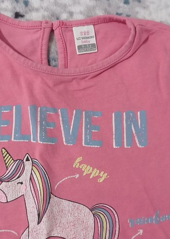 LC Waikiki Kız Çocuk Pembe Unicorn Baskılı Tişört