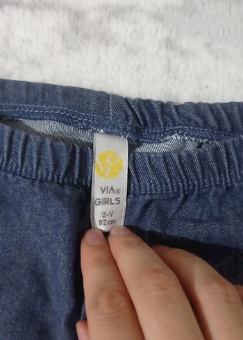 18-24 Ay Beden Kız Çocuk Mavi Denim Pantolon