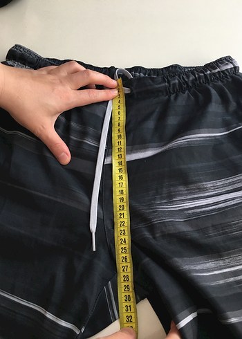 Erkek Siyah Gri Bağlamalı Şort - Görsel 5