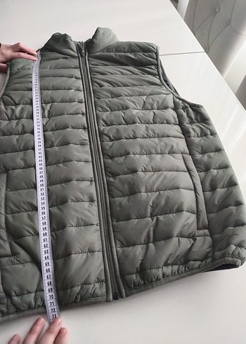 Kadın Gri Kısa Şişme Yelek Fermuarlı - Görsel 8