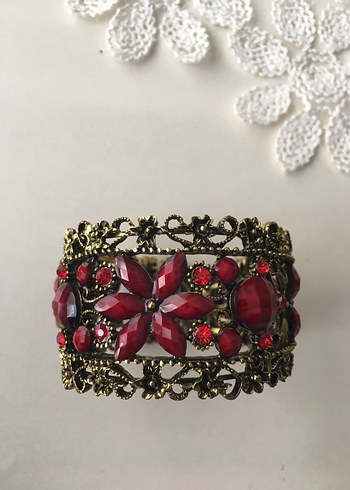 Kırmızı Çiçekli Bohem Boncuklu Kadın Bileklik - Görsel 2