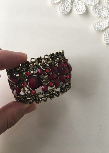 Kırmızı Çiçekli Bohem Boncuklu Kadın Bileklik - Görsel 3