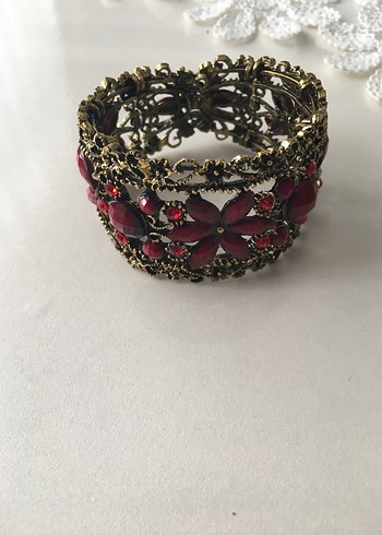 Kırmızı Çiçekli Bohem Boncuklu Kadın Bileklik - Görsel 4